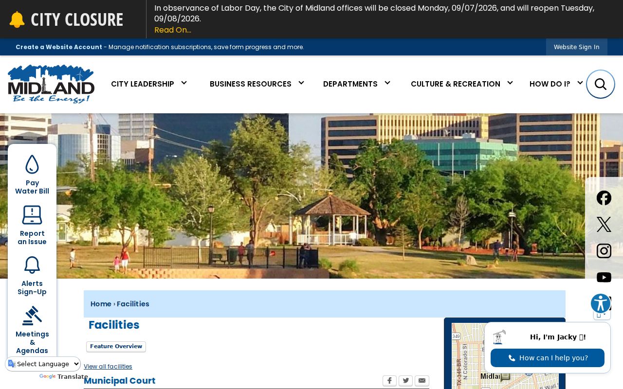 Midland court docket location at the Municipal Court building